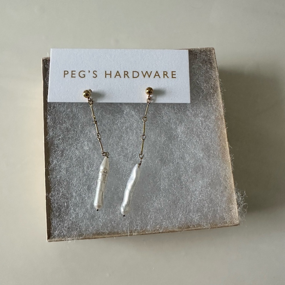 Gold and White Drop Earrings